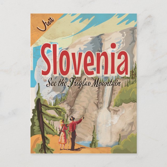 Slovenien Vintage Travel Poster Postkarte (Vorderseite)