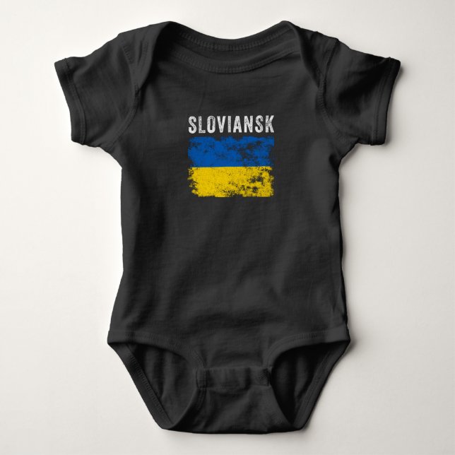 Sloviansk Ukraine Ukrainisch Patriotisch Baby Strampler (Vorderseite)