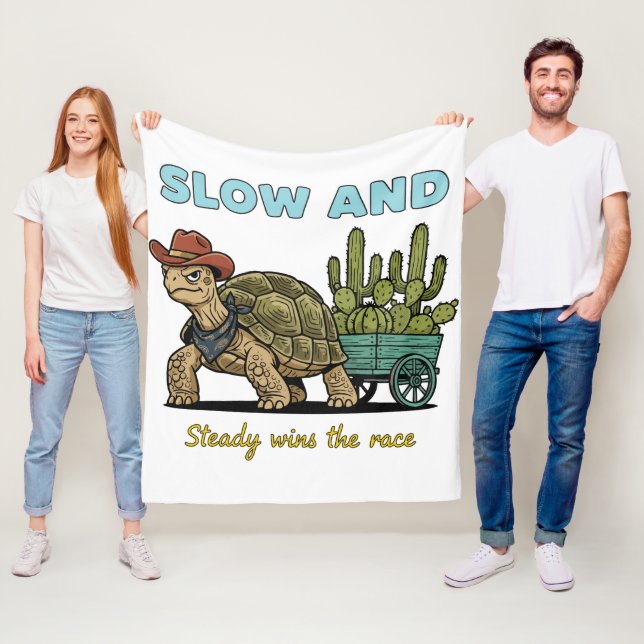 Slow and Steady Motivation Turtle Illustration Fleecedecke (Beispiel)