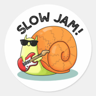 Slow Jam Funny Music Snail Pub Runder Aufkleber