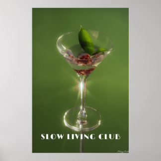 Slow Living Club: Emerald Martini & Botanical Art Poster