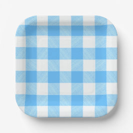 Slow-Living Sommer Karo Blau Pappteller