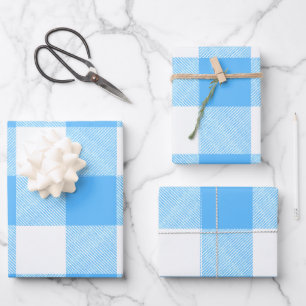 Slow-Living Sommer Karo-Himmel Geschenkpapier Set