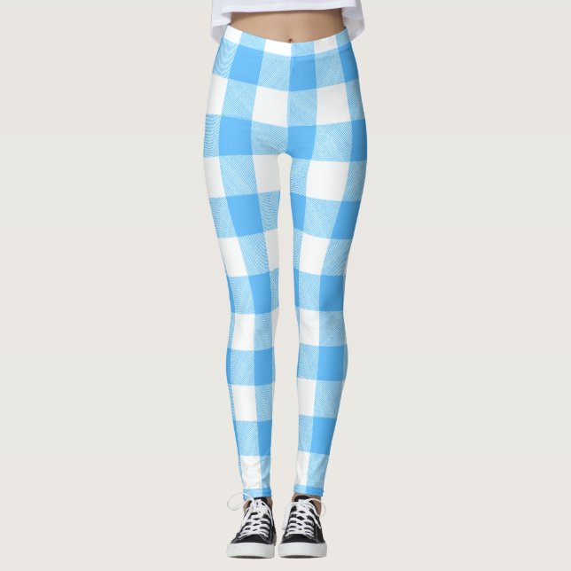 Slow-Living Summer Sky Plaid Leggings (Vorderseite)