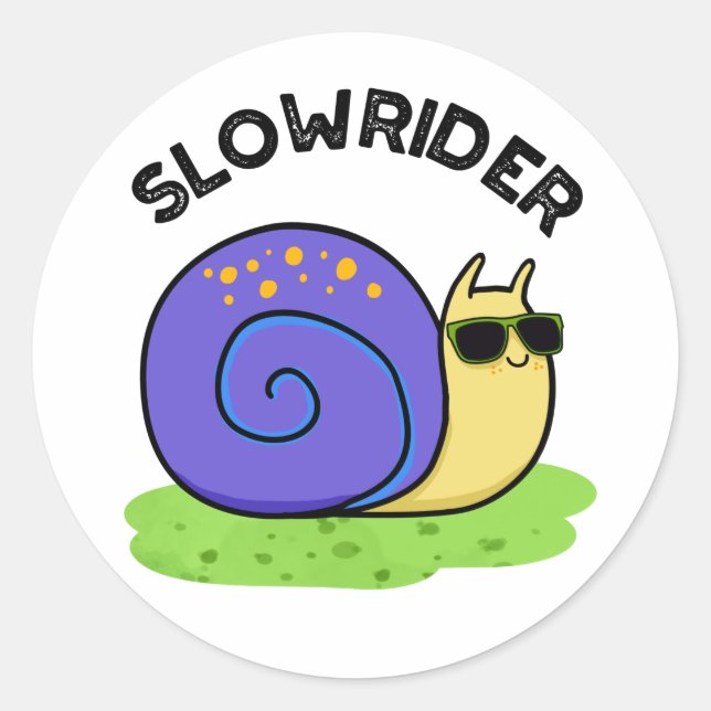 Slow Rider Funny Low Rider Snail Pub Runder Aufkleber (Vorderseite)