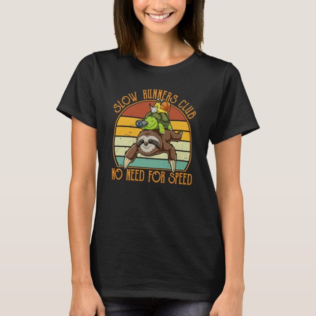 Slow Runners Club No Need For Speed Sloth & Turtle T-Shirt (Vorderseite)
