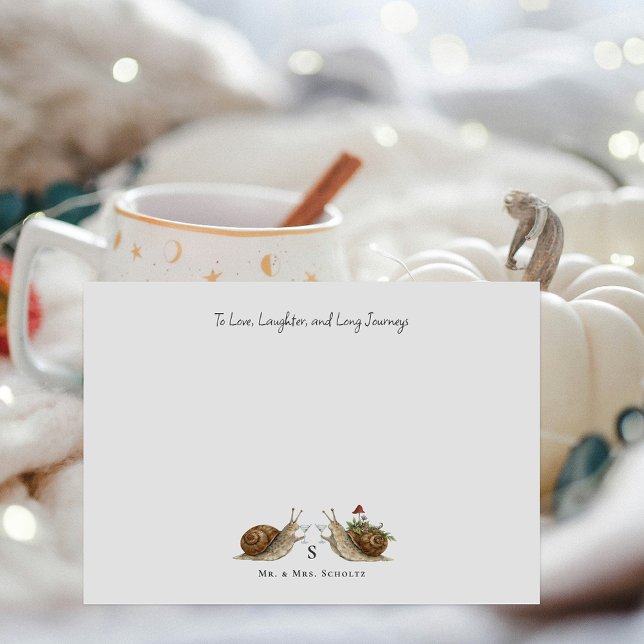Slow & Steady Snail Wedding | Bride & Groom Mitteilungskarte (Von Creator hochgeladen)
