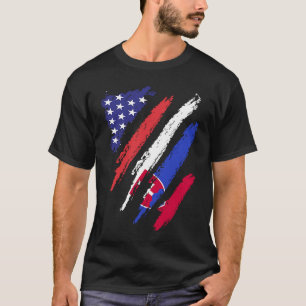 Slowakei Amerikanische Gewachsene Flagge USA Patri T-Shirt
