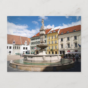 Slowakei - Bratislava - Brunnen im Zentrum Postkarte