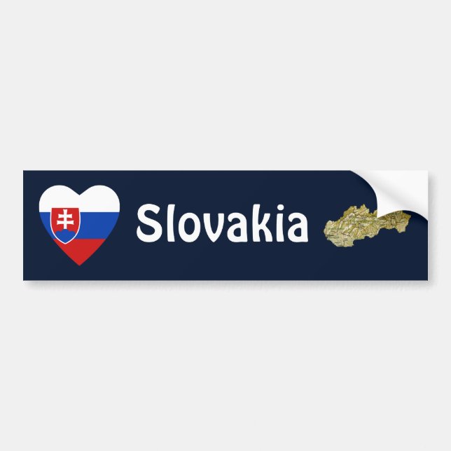 Slowakei Flaggenschwerpunkt + Karte Autoaufkleber (Vorne)