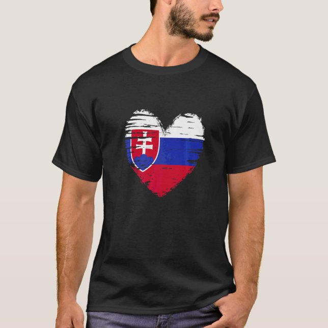 Slowakei Herz slowakische Flagge slowakischer Prie T-Shirt (Vorderseite)