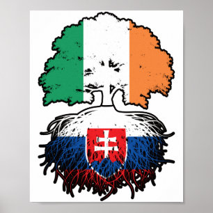 Slowakei - Irish Ireland Tree Roots Flag Poster