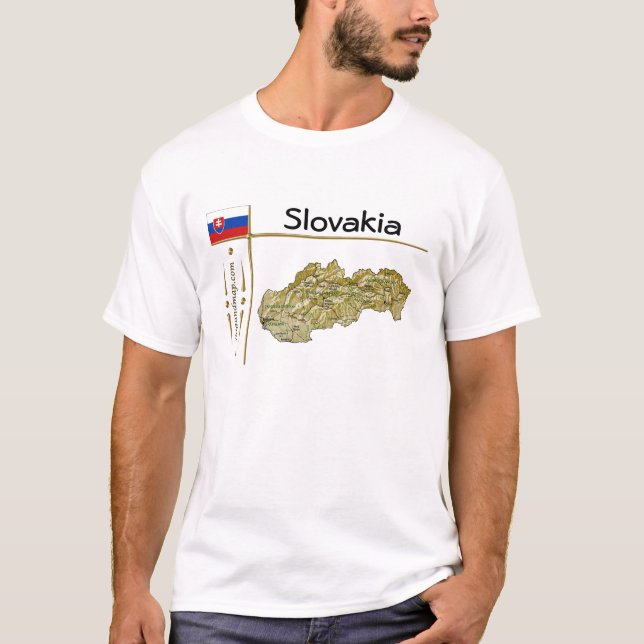 Slowakei Karte + Flagge + T - Shirt (Vorderseite)