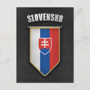Slowakei Pennant mit hochwertigem Lederlook Postkarte