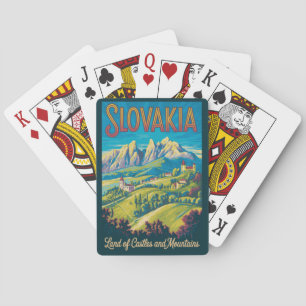 Slowakei Skyline Illustration Reise Kunst Vintage Spielkarten
