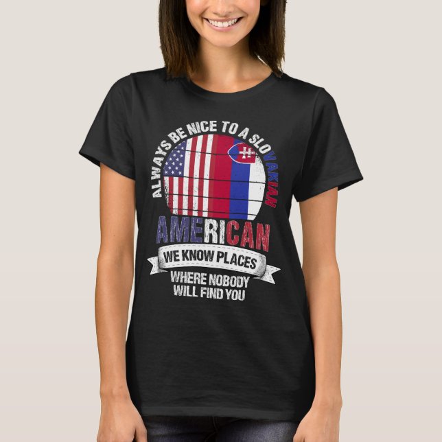 Slowakisch American kennt die slowakische Flagge T-Shirt (Vorderseite)