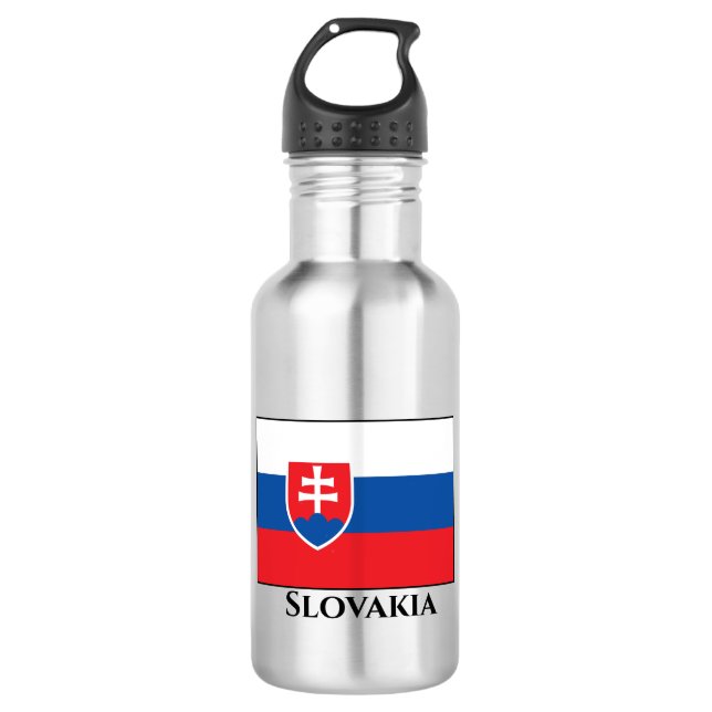 slowakische Flagge Edelstahlflasche (Vorderseite)