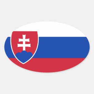 slowakische Flagge Ovaler Aufkleber