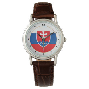 Slowakische Flagge und trendige slowakische Mode / Armbanduhr