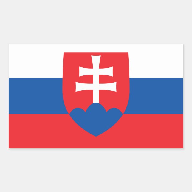 Slowakische Flagge und Wappen, Flagge der Slowakei Rechteckiger Aufkleber (Vorderseite)