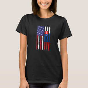 Slowakische Roots Halbamerikanische Flagge Patriot T-Shirt
