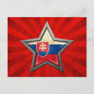 Slowakischer Flaggenstern mit Lichtstrahlen Postkarte