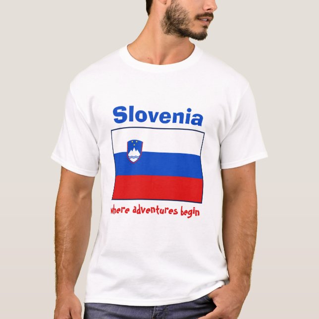 Slowenien-Flagge + Karte + Text-T - Shirt (Vorderseite)