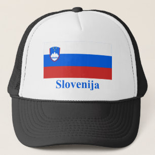 Slowenien-Flagge mit Namen auf Slowenen Truckerkappe
