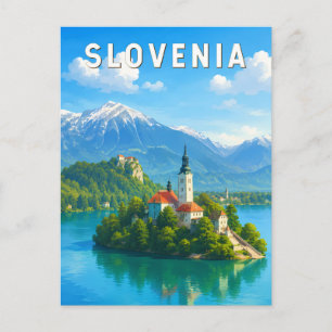 Slowenien Illustration Reise Kunst Vintage Postkarte