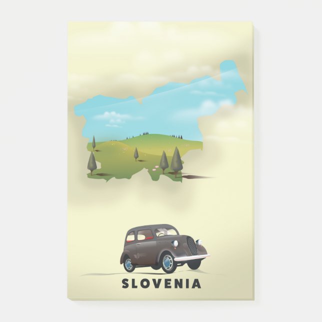 Slowenien Illustriertes Reiseplakat Post-it Klebezettel (Vorderseite)