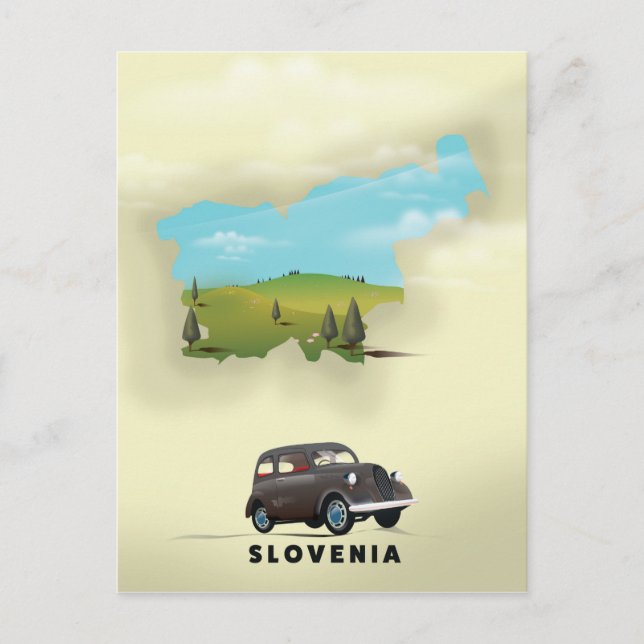 Slowenien Illustriertes Reiseplakat Postkarte (Vorderseite)