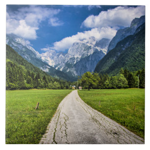 Slowenien, landschaftliches Foto mit den Alpen Fliese