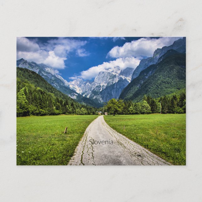 Slowenien, landschaftliches Foto mit den Alpen Postkarte (Vorderseite)