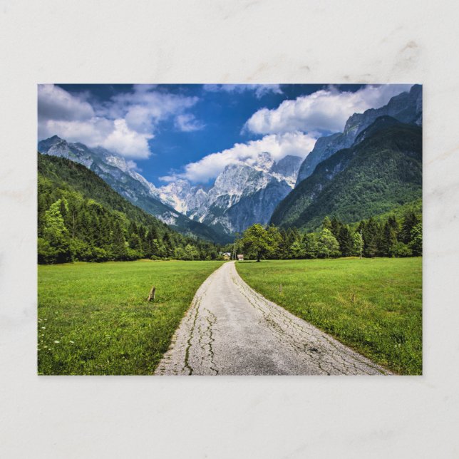 Slowenien, landschaftliches Foto mit den Alpen Postkarte (Vorderseite)