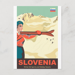 Slowenien Skipisten Postkarte