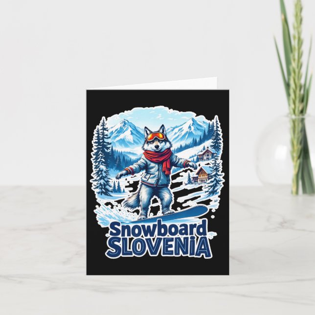 Slowenien Snowboard Wolf mit Bergen Karte (Vorderseite)