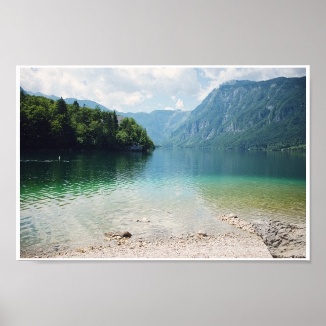 Slowenische Berge und Bohinj-See Landschaftliches  Poster (Vorne)