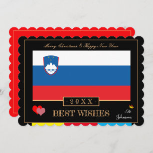 Slowenische Fahne & Happy New Year/Best Wishings Feiertagskarte