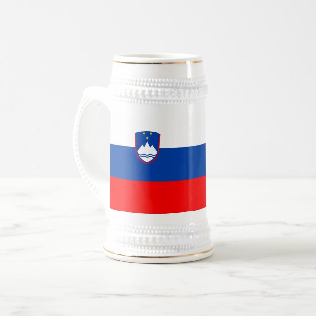 Slowenische Flagge Bierglas (Vorderseite Links)