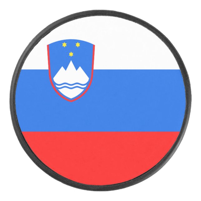 Slowenische Flagge Eishockey Puck (Vorderseite)