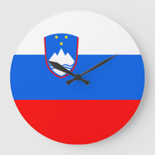 Slowenische Flagge Große Wanduhr