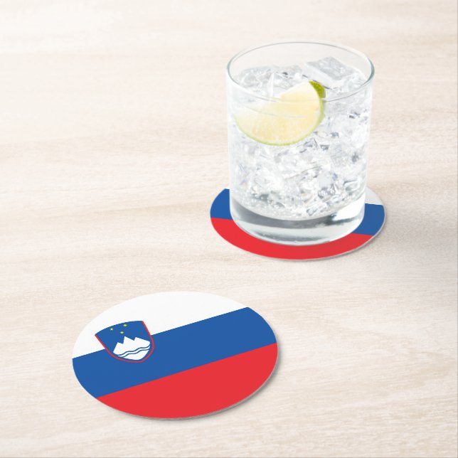 Slowenische Flagge Runder Pappuntersetzer (Vor Ort)