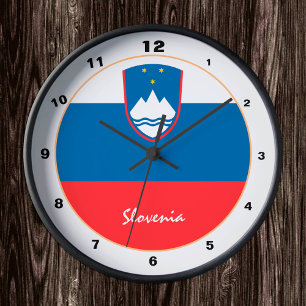 Slowenische Flagge & Slowenien trendy Zuhause / De Runde Wanduhr