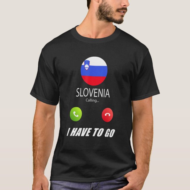 Slowenische Flagge Souvenirs Anruf in Slowenien T-Shirt (Vorderseite)