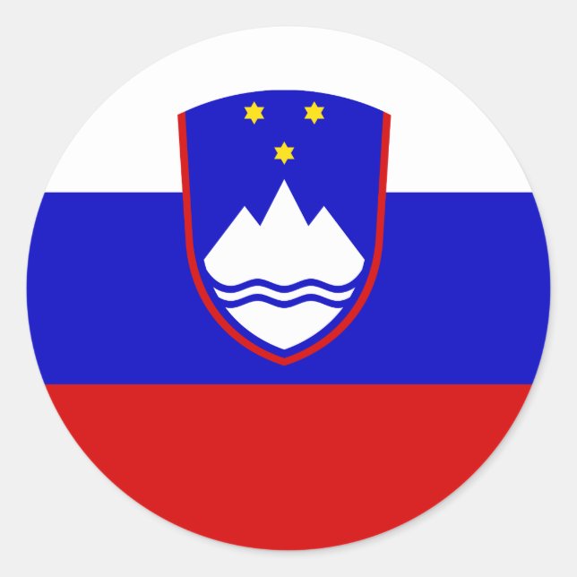 Slowenische Flagge und Wappen, Flagge Sloweniens Runder Aufkleber (Vorderseite)