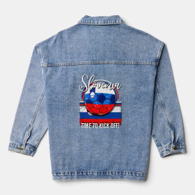 Slowenische Fußballflagge, Retro-Fußball Jeansjacke (Rückseite)
