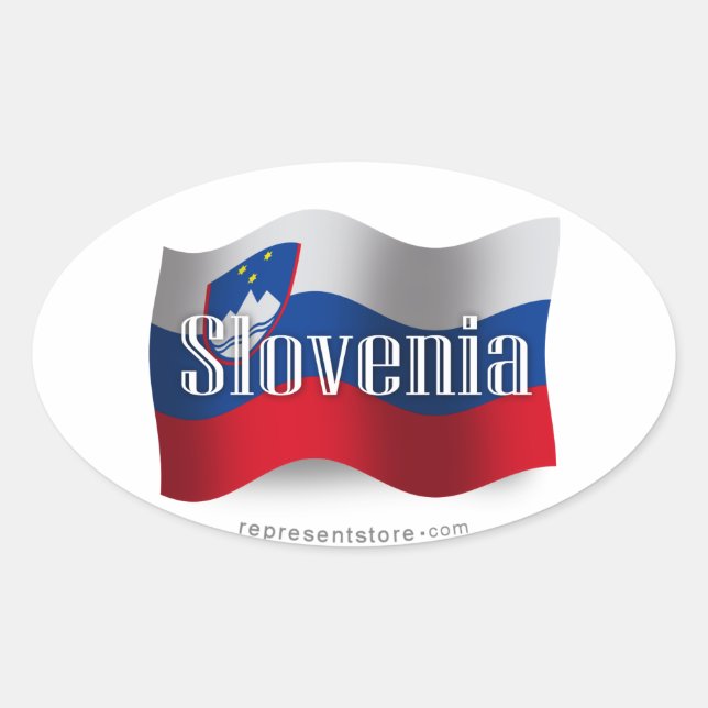 Slowenische Wave Flag Ovaler Aufkleber (Vorderseite)