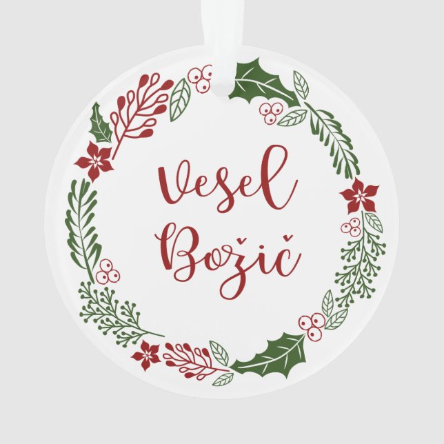 Slowenischer froher Weihnachtsreath, Vesel Božič Ornament (Rückseite)