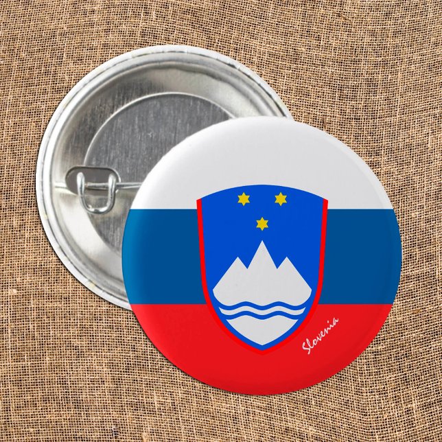 Slowenischer Knopf, patriotische slowenische Flagg Button (Von Creator hochgeladen)