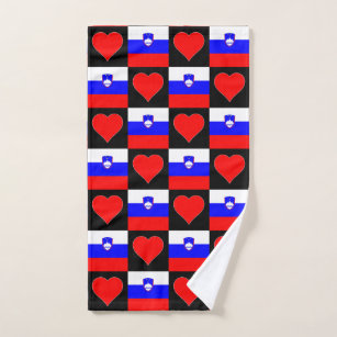 Slowenisches Flaggen- und Herzmuster Slowenischer  Handtuch